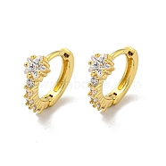 Brass Micro Pave Cubic Zirconia Hoop Earring, Real 18K Gold Plated, Star, 14.5x5mm(EJEW-C088-03B-G)