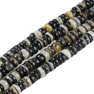 Natural Black Lip Shell Beads Strands, Rondelle, Black, 5.5~6x2~3.5mm, Hole: 0.8mm, about 150~155pcs/strand, 14.96~15.75''(38~40cm)(BSHE-H109-13C)