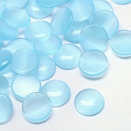 Cat Eye Cabochons, Half Round, Pale Turquoise, 10x2~3mm(CE-J002-10mm-23)
