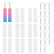 SUNNYCLUE Wood Dangle Earrings, with Brass Earring Hooks and Ice Pick Pinch Bails, Rectangle, Platinum, Rectangle: 50x13x3mm, Hole: 2mm, Earring Hook: 30mm, Pin: 0.7mm, 10sets/box(EJEW-SC0001-19P)