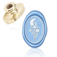 Wax Seal Brass Stamp Head, for Wax Seal Stamp, Oval, Moon Pattern, 3x2x1.45cm(AJEW-WH0213-005)