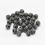 Handmade Polymer Clay Rhinestone Beads, Round, Hematite, 6mm, Hole: 0.8mm(RB-L030-18A-6mm)