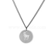 Non-Tarnish Stainless Steel 12 Constellation Pendant Necklaces for Sweater, Stainless Steel Color, Aries(FZ0908-8)