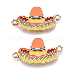 Rack Plating Alloy Enamel Colorful Sombrero Connector Charms, Cinco de Mayo Hat Links, Golden, 14.5x26x1.5mm, Hole: 1.6mm(ENAM-N056-351G)