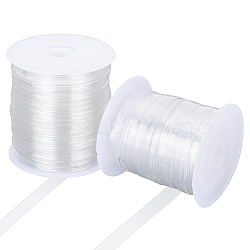 2 Rolls 2 Style Polyurethane Transparent Straps, for Invisible Bra Shoulder Straps, Flat, Clear, 6~8x0.28~0.3mm, 1 roll/style(DIY-NB0006-71)