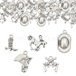 50Pcs 5 Style Tibetan Style Alloy Pendants, Lead Free and Cadmium Free, Mixed Shapes, Antique Silver, 10pcs/style(FIND-SC0001-47AS)