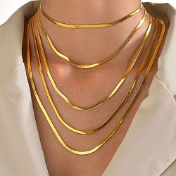 304 Stainless Steel Snake Chain Necklaces for Women, Golden, 2mm, 17.72 inch(45cm)(WG80FEF-02)