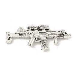 Tibetan Style Alloy Submachine Gun Pendants, Cadmium Free & Lead Free, Antique Silver, 45x19x4mm, Hole: 2mm, about 75pcs/500g(TIBEP-Q043-144-RS)