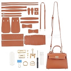 DIY Imitation Leather Handbag Making Kits, including Scissor, Needle, Thread and Alloy Clasps, Chocolate(DIY-WH0374-63B)