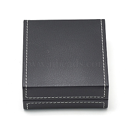 Plasti Imitation Leather Bracelet Boxes, with Velvet, Rectangle, Black, 9.6x8.7x3.8cm(OBOX-Q014-26)