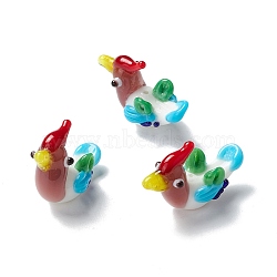 Handmade Lampwork Beads, Mandarin Duck, Rosy Brown, 28~29x11.5x17.5~19mm, Hole: 0.9~1.4mm(LAMP-I025-07B)