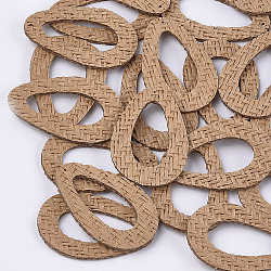 Handmade Straw Woven Pendants, Teardrop, Peru, 48x31.5x2mm, Hole: 1mm(WOVE-S119-13C)