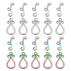 10 Sets 2 Colors 304 Stainless Steel Toggle Clasps, Teardrop, Mixed Color, Teardrop: 18.5x9.5x2.5mm, Hole: 1.5mm, Bar: 6.5x16.5x2.5mm, Hole: 1.5mm, 5 sets/color(STAS-SC0004-23)