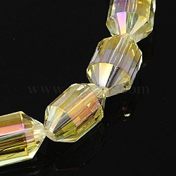 Electroplated Glass Beads, Rainbow Plated, Faceted, Lantern, Champagne Yellow, 16x10mm, Hole: 1mm(EGLA-E006-04)