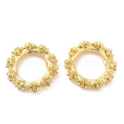 Rack Plating Brass Micro Pave Cubic Zirconia Beads, Long-Lasting Plated, Lead Free & Cadmium Free, Flat Round with Flower, Real 18K Gold Plated, 10x3mm, Hole: 6.2mm(KK-A186-01A-G)