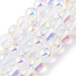 Transparent Electroplate Glass Beads Strands, Pearl Luster Plated, Round, Clear AB, 6mm, Hole: 0.8mm, about 67pcs/strand, 14.84~15.16''(37.7~38.5cm)(GLAA-T032-T6mm-C18)