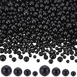 900Pcs Opaque Acrylic Beads, Round, Black, 6~12x5~11mm, Hole: 1.8~2mm(MACR-SP0002-35B)