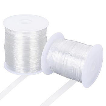 2 Rolls 2 Style Polyurethane Transparent Straps, for Invisible Bra Shoulder Straps, Flat, Clear, 6~8x0.28~0.3mm, 1 roll/style