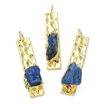 Natural Kyanite Pendants, with Golden Brass Findings and Jump Rings, Rectangle, 40x9.5~11.5x7.5~8.5mm, Hole: 5mm