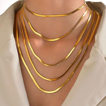 304 Stainless Steel Snake Chain Necklaces for Women, Golden, 2mm, 17.72 inch(45cm)