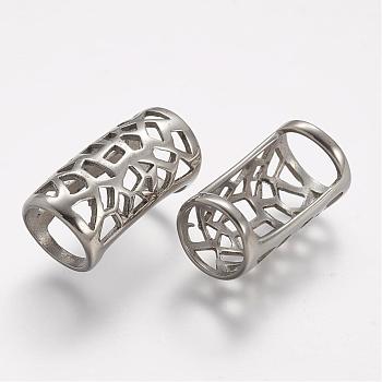 304 Stainless Steel Tube Beads, Hollow, Antique Silver, 22.5x11mm, Hole: 9mm