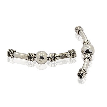 Tibetan Style Alloy Curving Tube Beads, Antique Silver, 50x4mm, Hole: 3mm