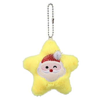 Christmas Theme Cloth Plush Doll Pendant Decorations, with Ball Chain for Bag Ornaments, Star, 145mm