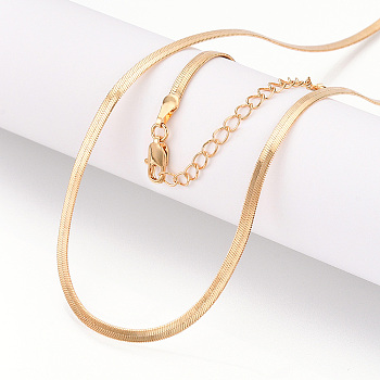 Brass Flat Snake Chain Necklaces for Women Men, Real 18K Gold Plated, 17.87x0.12x0.02 inch(45.4x0.3x0.05cm)