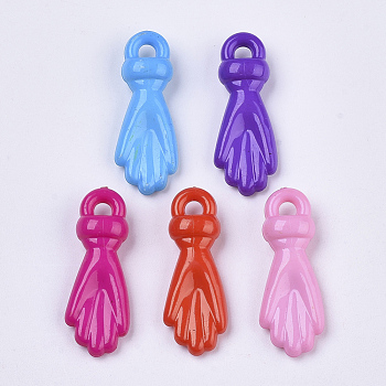 Opaque Acrylic Pendants, Gloves, Mixed Color, 27x10x6mm, Hole: 2x3mm, about 830pcs/500g