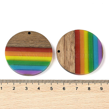 pendentifs en résine et bois de noyer sur le thème arc-en-ciel de la fierté(WOOD-K012-07B)-3