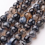 Natural Dragon Veins Agate Beads Strands, Round, Dyed & Heated, 8mm, Hole: 1mm, about 48pcs/strand, 14.1 inch(X-G-D845-03-8mm)
