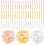 300Pcs 3 Colors Brass Curved Tube Beads, Nickel Free, Mixed Color, 25x2mm, Hole: 1.2mm, 100pcs/color(KK-DC0004-29)