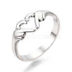 Non-Tarnish 304 Stainless Steel Hand Heart Cuff Rings, Open Rings for Women Girls, Stainless Steel Color, US Size 6(16.7mm)(RJEW-N038-121P)
