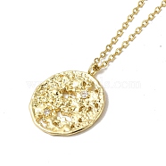 Brass Micro Pave Clear Cubic Zirconia Pendants Necklaces, 201 Stainless Steel Cable Chain Necklaces, Real 18K Gold Plated, Round, 15.91 inch(40.4cm)(NJEW-K269-03A-G)