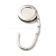 Zinc Alloy Bag Hangers, Foldable Purse Hooks, with Brass Nail, Round, Platinum, 6.5x4.5x1cm, Inner Diameter: 3cm(BAGH-O001-21P)