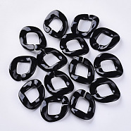 Opaque Acrylic Linking Rings, For Curb Chains Making, Twist, Black, 40x33~34x10mm, Inner Diameter: 23x16~17mm, about 140pcs/500g(SACR-N007-06A)
