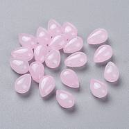 Imitation Jade Glass Beads, Teardrop, Pink, 9x6x5mm, Hole: 1mm(GGLA-M004-05C-02)