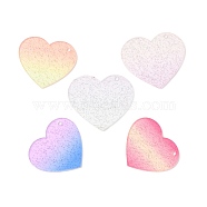 Transparent Acrylic Pendants, with Glitter Powder, Heart, Mixed Color, 46.5~52.5x45.5~51.5x2.3mm, Hole: 3mm(TACR-F005-02)