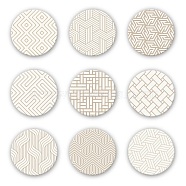Porcelain Cup Mats, with Pattern, Cork Base, Round, Daily Supplies, Geometric Pattern, 103x7.5mm, 9pcs/set(AJEW-WH0133-009)