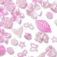 Gradient Color Opaque Resin Beads, Flower & Leaf & Butterfly, Mixed Shapes, Pearl Pink, 11.5~20x11.5~30x2~7mm, Hole: 1.4~1.8mm(RESI-Q221-01B)