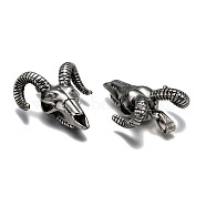 Cattle Skull 304 Stainless Steel Big Pendants, Antique Silver, 51x42x15mm, Hole: 9.5x5mm(X-STAS-M206-100AS)