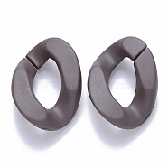 Opaque Spray Painted Acrylic Linking Rings, Quick Link Connectors, for Curb Chains Making, Twist, Coconut Brown, 30x21x6mm, Inner Diameter: 16x8mm(OACR-S036-001B-I06)