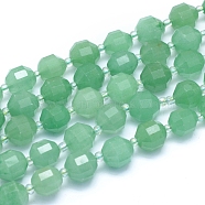 Natural Green Aventurine Beads Strands, Faceted, Round, 10x9x9mm, Hole: 1mm, about 31pcs/strand, 14.96 inch(38cm)(G-I279-A02)