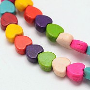 Dyed Synthetical Turquoise Heart Bead Strand, Colorful, 5x6x3mm, Hole: 1mm, about 79pcs/strand, 15.7 inch(X-G-P083-88C)