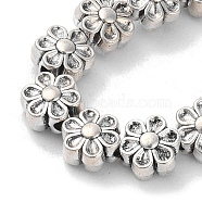 Tibetan Style Flower Alloy Bead Strands, Lead Free & Cadmium Free & Nickel Free, Antique Silver, 6.5x4.5mm, Hole: 1mm, about 35pcs/strand, 8 inch(X-TIBEB-O007-13-NR)