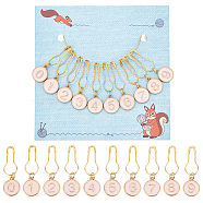 10Pcs 10 Style Flat Round with Number Alloy Enamel Pendant Stitch Marker, Misty Rose, 3.5cm, 1pc/style(HJEW-NB00008)