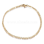 304 Stainless Steel Figaro Chain Necklaces, with Lobster Claw Clasps, Golden, 8.66 inch(22cm), 3mm(NJEW-I065-33-A-G)