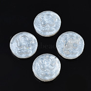 Spray Painted Transparent Resin Cabochons, Flat Round with Flower, WhiteSmoke, 10x3.5mm(CRES-S302-64-A01)