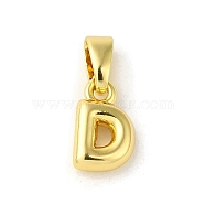 Rack Plating Brass Charms, Real 18K Gold Plated, Long-Lasting Plated, Cadmium Free & Lead Free, Letter D, 10x6x2.5mm, Hole: 5x2.5mm(KK-C053-04G-D)