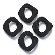 Opaque Spray Painted Acrylic Linking Rings, Quick Link Connectors, for Curb Chains Making, Frosted, Twist, Black, 31.5x29x8.5mm, Inner Diameter: 17.5x11mm, Side Length: 26.5x27.5mm, about 175pcs/500g(OACR-S021-25A-C01)